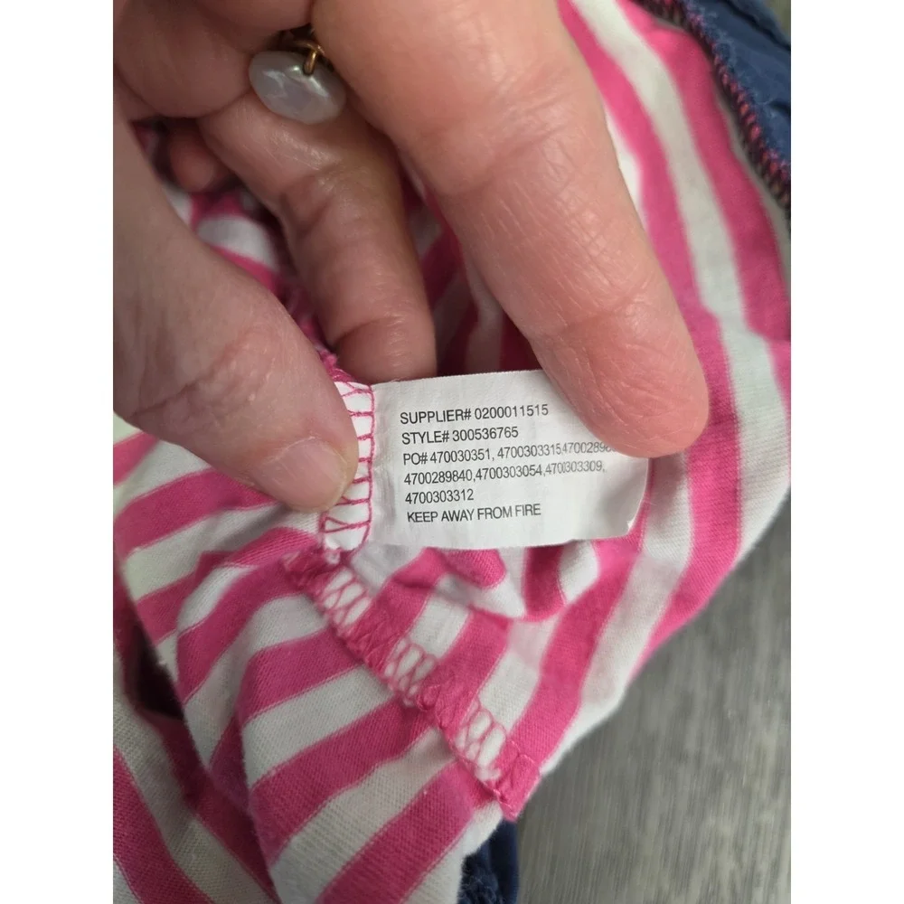 Ralph Lauren Baby Girl 3 months Pink Striped Dress Blue Eyelet‎ Peplum Hem Logo
